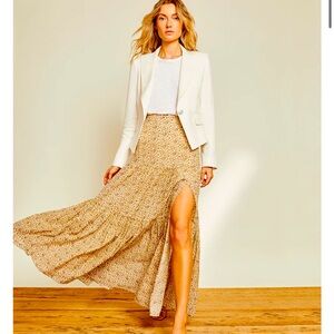 Veronica Beard Long Floral Peasant Serence Stone Multi Skirt Slit Size 0